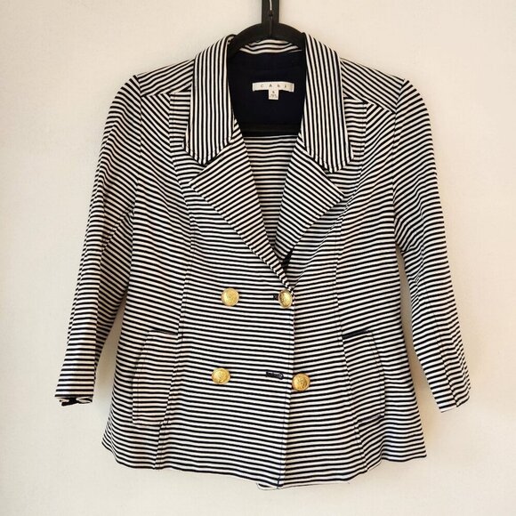Cabi Blue Nautical Striped Stretch Knit Blazer Jacket Preppy #823 Women's S - Picture 2 of 9